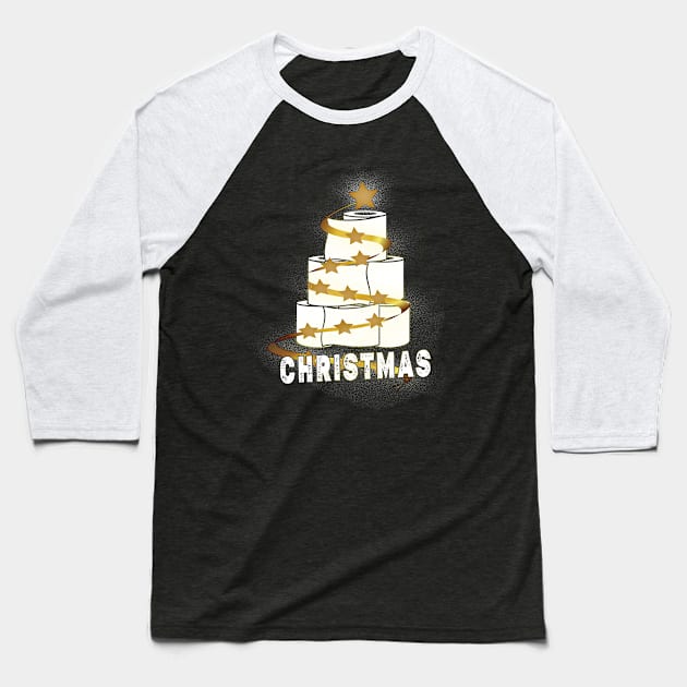 White Toilet Paper Christmas Tree, Funny Xmas Gift, Holiday Party Baseball T-Shirt by kirayuwi